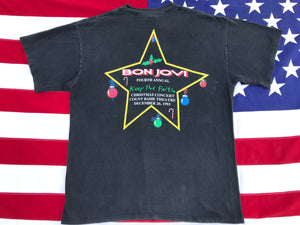 Bon Jovi  “ Keep The Faith “ Christmas Concert 1993 Original Vintage Rock T-Shirt Made in USA by Brockum USA