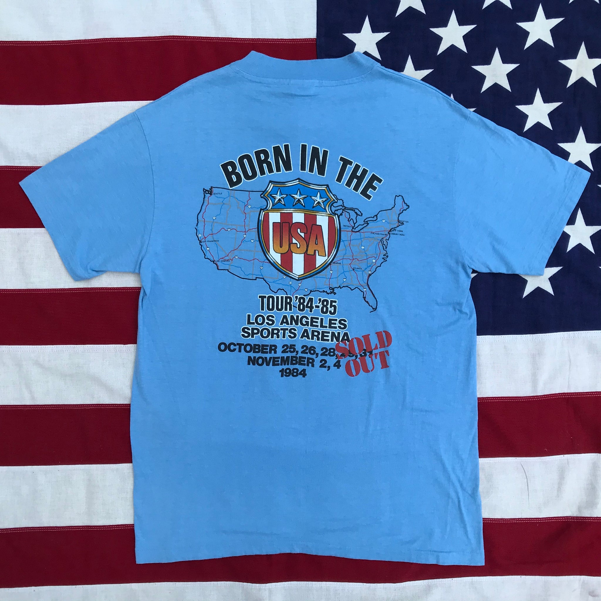 Bruce Springsteen & The E Street Band “ Born In The USA Tour ‘84-‘85 “ LA Sports Arena RARE USA Original Vintage Rock T-Shirt By Hanes USA