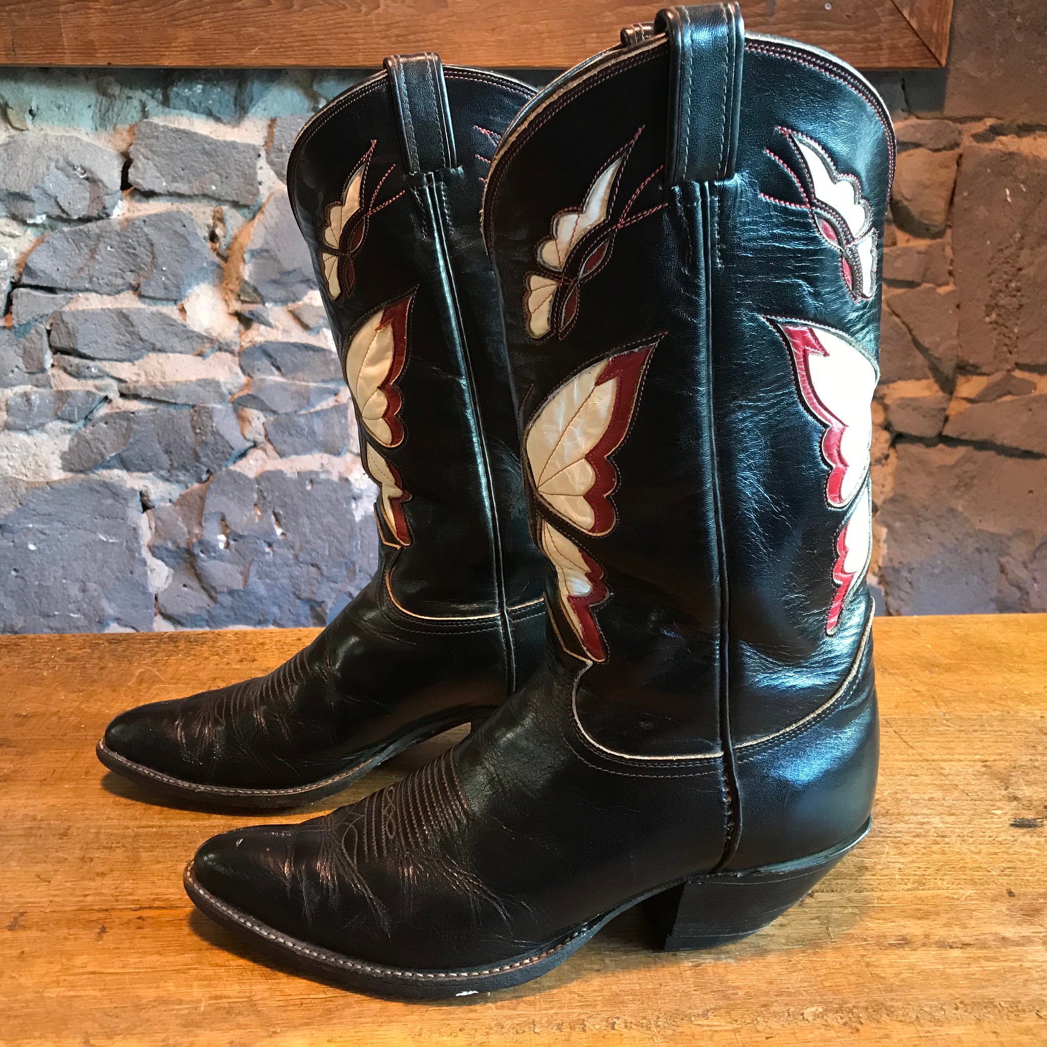 Cowboy Boots Tony Lama Vintage Mens Fancy “ Butterfly “  Inlaid Western Boot