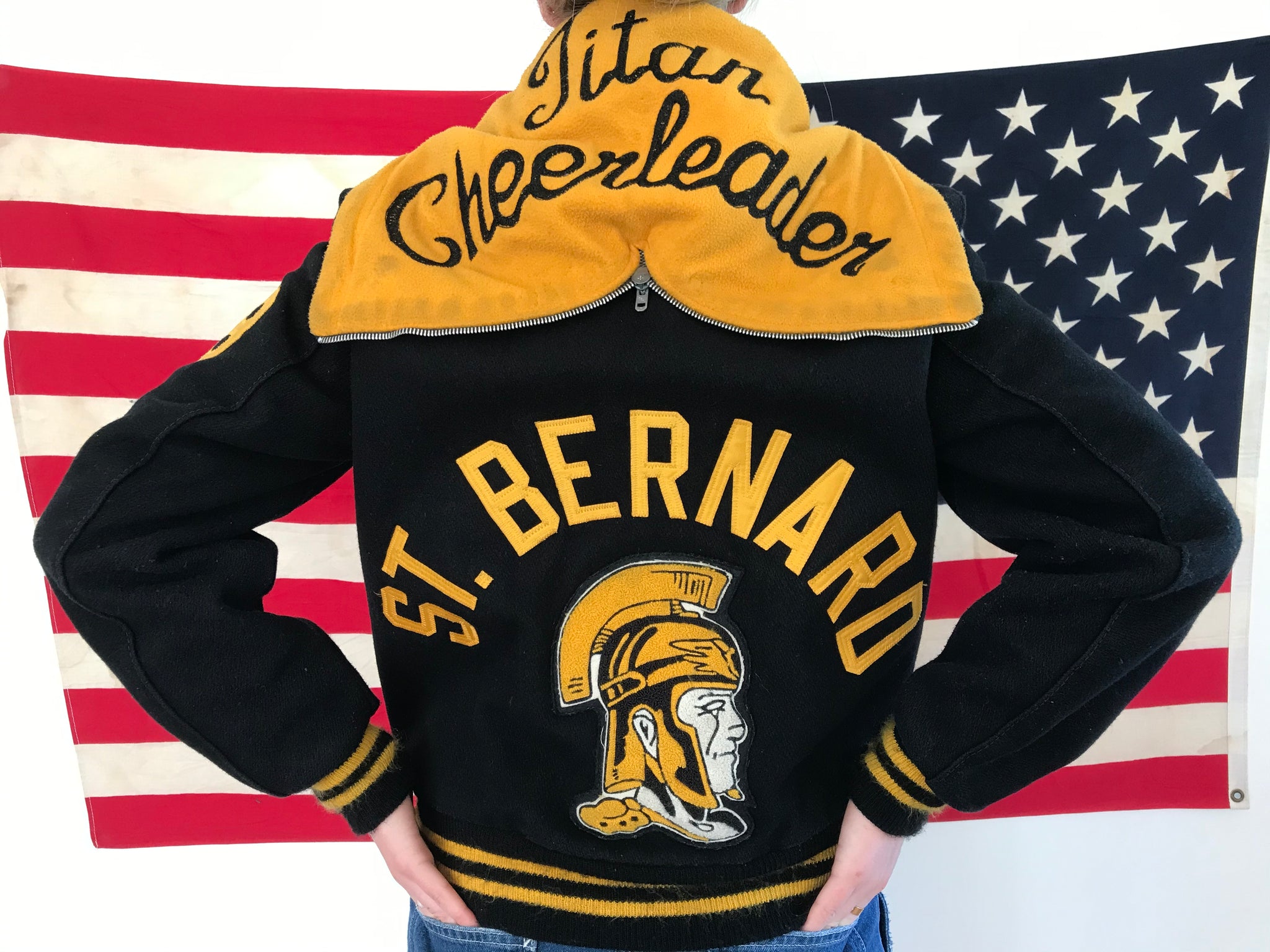 College Cheerleader Hooded Women’s 1980’s Vintage Wool Jacket