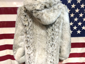 Monterey Fashions Faux Fur Hooded 80’s Vintage Animal Print Jacket