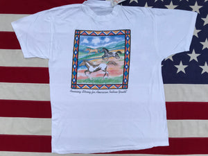 Animal Print 90’s Vintage T-shirt “ Running Strong for American Indian Youth®️” USA