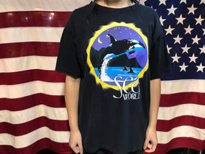 Animal Print Sea World Shamu 90’s Vintage Oneita T-Shirt