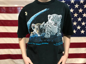 Animal Print Vintage T-shirt “ Total Eclipse “ Tiger Cubs Artwork by Schim Schimmel Art Impressions, Inc.
