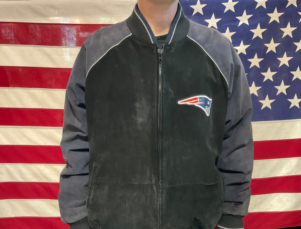 NFL New England Patriots Leather Vintage 90’s Bomber Sporting Jacket by G-111 Apparel USA