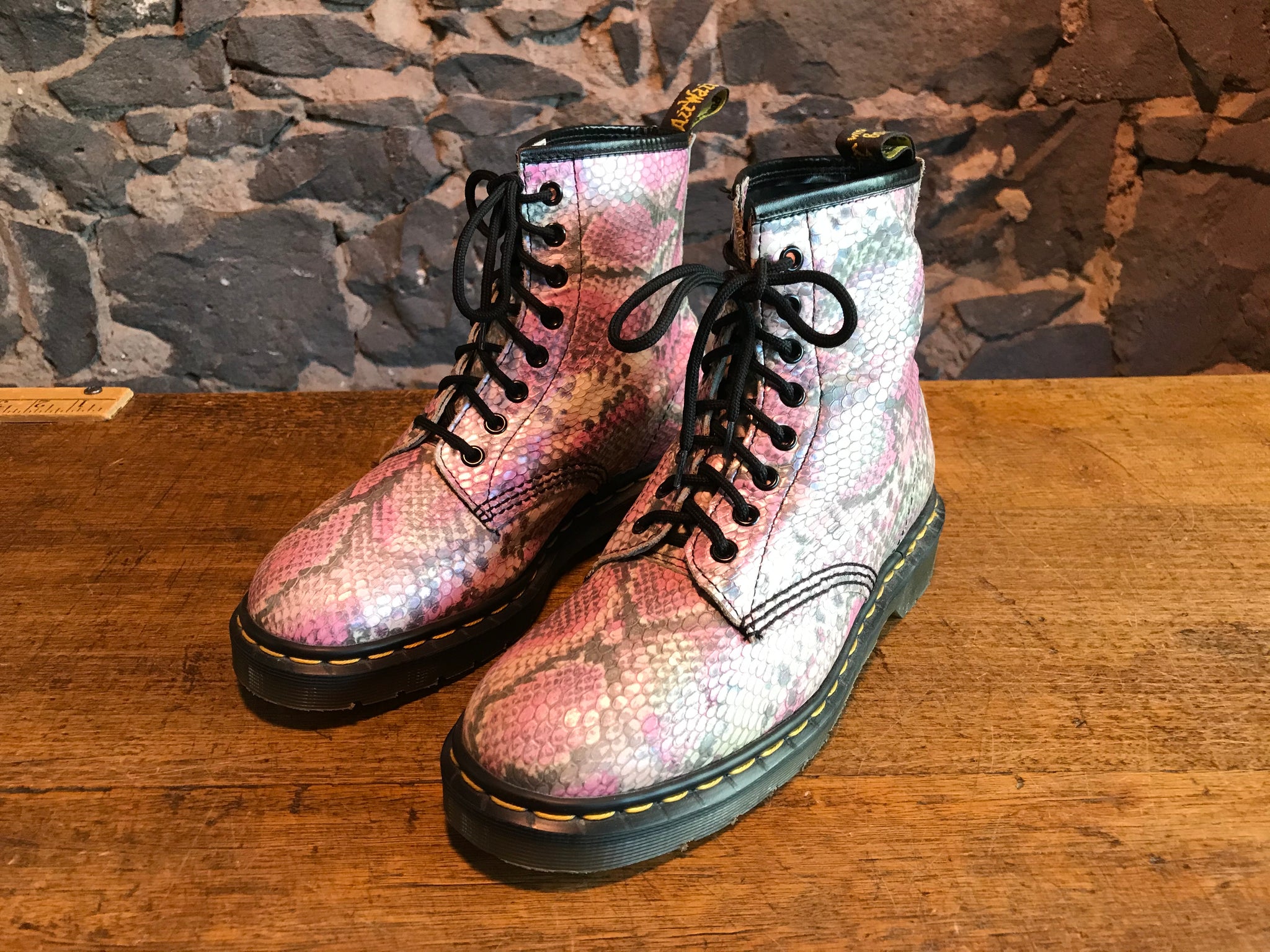 Dr Martens Rare Vintage Pink Snakeskin Women's Boots Size UK