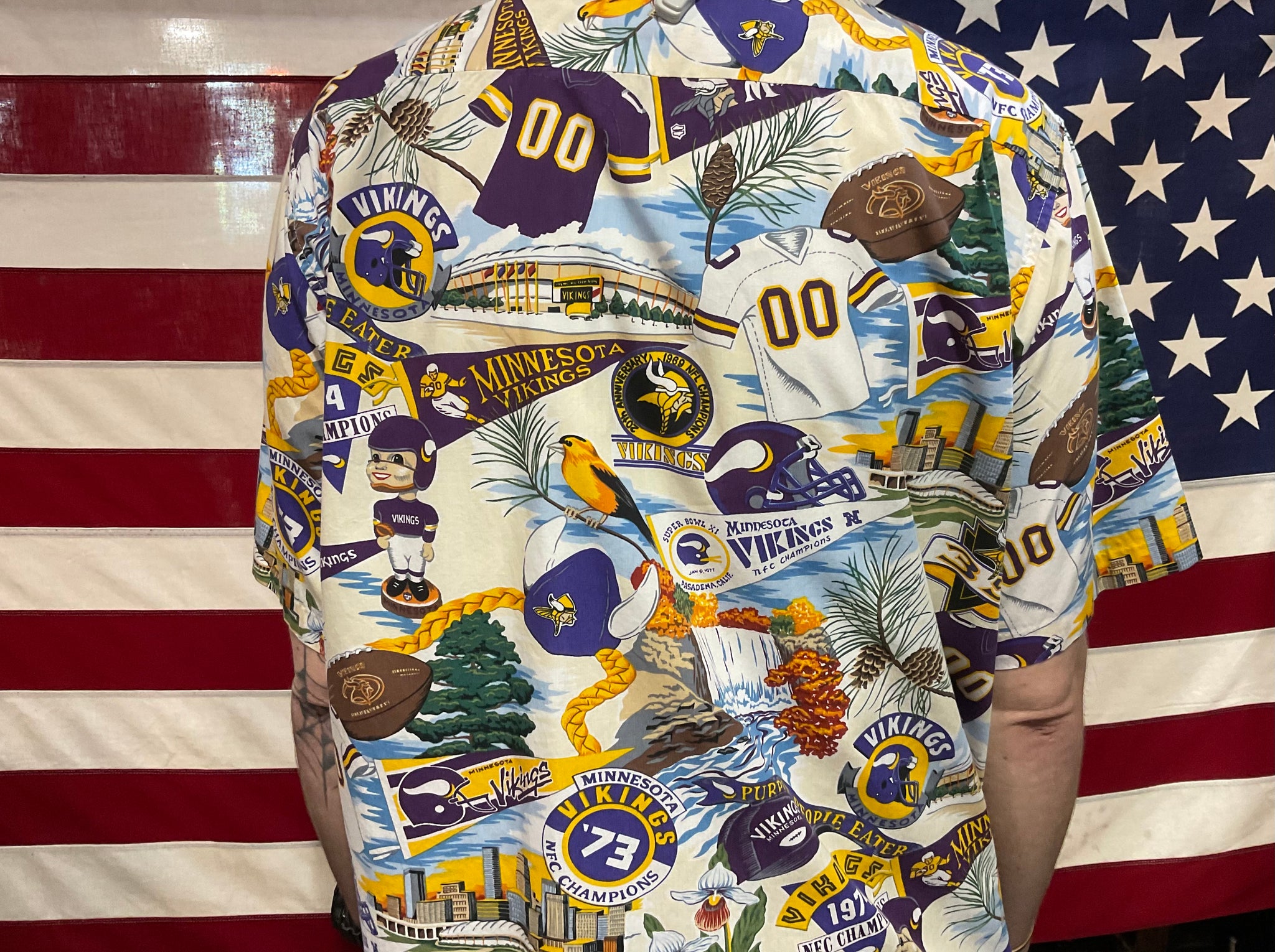 Minnesota Vikings NFL Vintage 90’s Cotton Printed Mens Shirt By Reyn Spooner®️