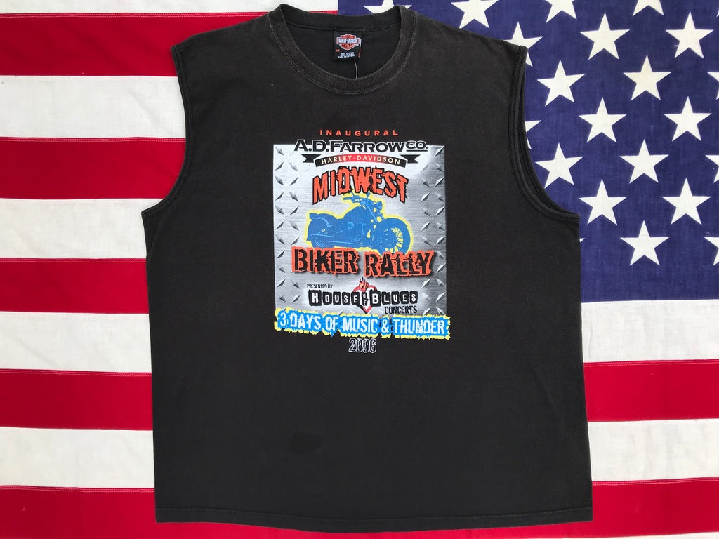 Harley Davidson Vintage 2000’s  Mens Tank Inaugural Mid-West Biker Rally Made in  USA