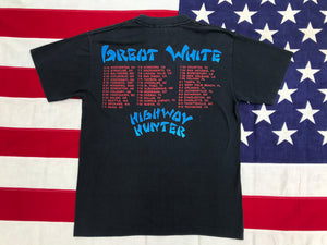 Great White “ HIGHWAY HUNTER TOUR ‘89 “ - “ MISTA BONE “Original Vintage Rock T-Shirt by Tee Jays Made in USA