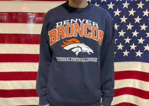 Denver Broncos NFL™️/©️1998 NFLP Vintage Crew Sporting Sweat Nutmeg Mills Inc. Made in USA